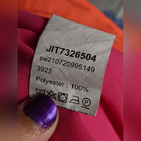 Hot Pink and Orange Colorblock Tie Front Dress with Flowy Button Up Skirt - Picture 9 of 9